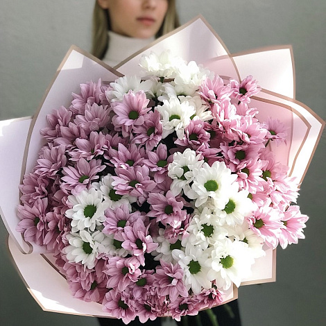 Букет из 15 кустовых хризантем